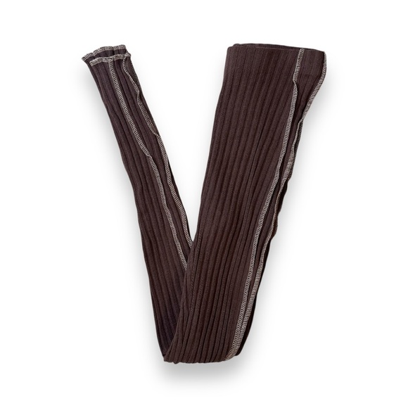 BROWN CONTRAST STITCHED LEGGING SET W/ CROPPED LACE UP FRONT · SIZE S · NWT - Picture 5 of 7